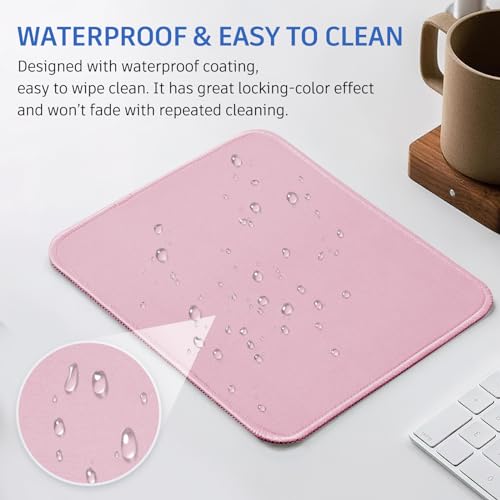 Pink Mouse Pad, Nice and Cute Mouse Pad, Splash-Proof Textured