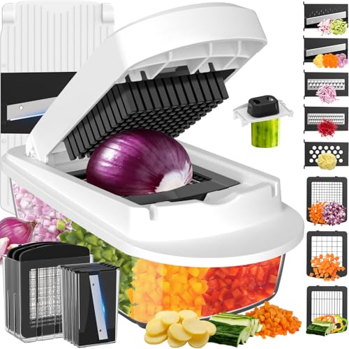 Modern 8 Blade All-in-1 Vegetable Chopper Mandoline Slicer with Container, Kit