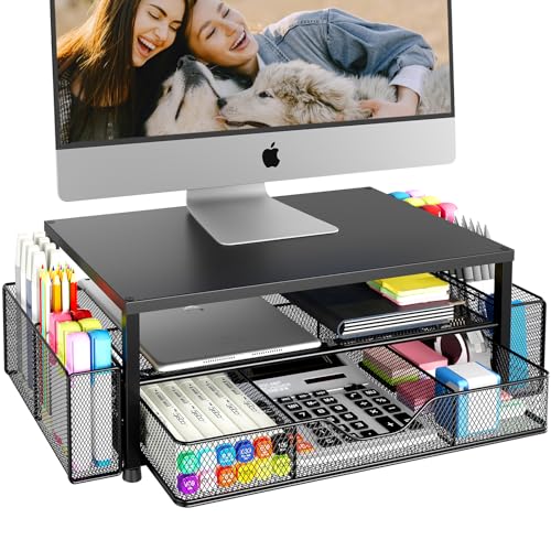 Smart Home OPNICE Desk Organizer and Accessories, 2-Tier Computer Monitor Stand for Daily Use
