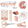 Minimalist Famassi Rose Gold Desk Accessories，Office Supplies Set for Daily Use